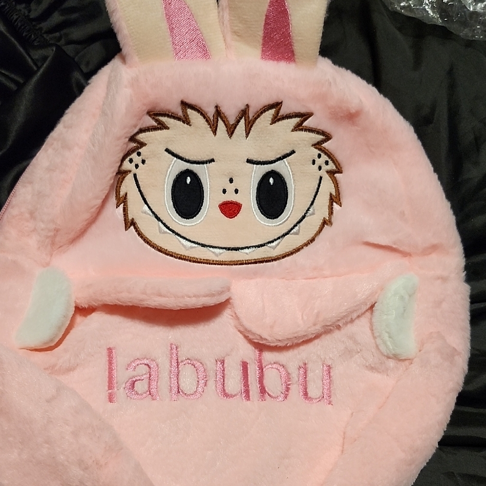 Pink Labubu Bunny Hooded Blanket